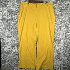 Ashley Stewart The Wide Leg Pants Women 20 (FITS 40 X 31) Yellow Polyester Blend